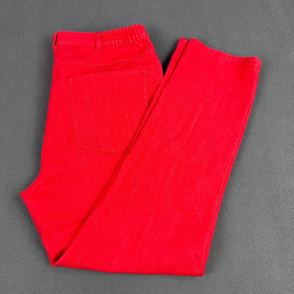 Ruby Rd Womens Red Straight Leg Stretch Pants Size 8 Elastic Waist Casual 941